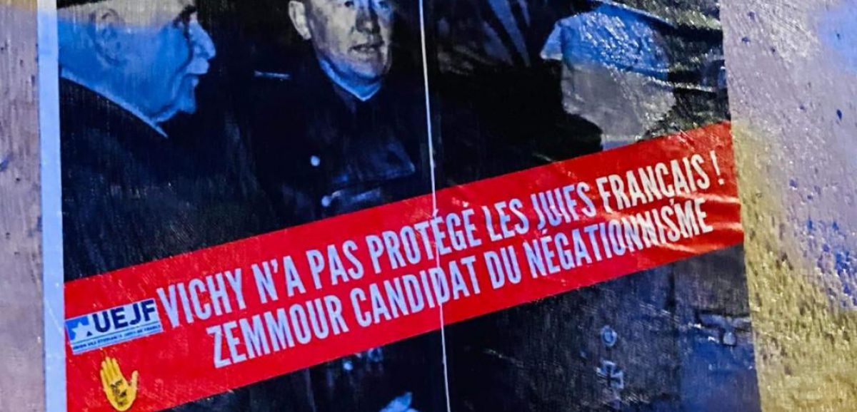 « Zemmour, candidat du négationnisme » : ces affiches ont été placardées par l’UEJF devant le QG du candidat